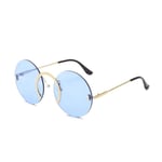 ZZOW Fashion Unique Nose Ring Round Sunglasses Women Vintage Rimless Clear Ocean Lens Eyewear Men Sun Glasses Shades Uv400