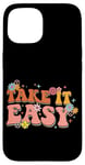 iPhone 15 Take It Easy Retro Floral Motif Case