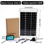 Mini pompe à eau solaire sans balais,panneau solaire,contrôleur de charge,ultra silencieux,kit de jardin,aquarium,sécuritaires,50W,350L,H,DC 12V - Type Solar controller Set