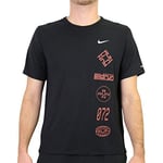 NIKE DF Miler Wr Gx T-Shirt Men's T-Shirt - Black/Claystone Red/Reflective, Large