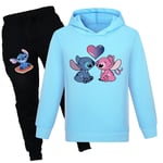 Barn Lilo & Stitch Hoodie Sweatshirt Byxor Set Pojkar Flickor Casual Hooded Tracksuit Ljusblå-Xin Light blue 140cm