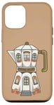 Coque pour iPhone 12/12 Pro Cafetière dans une cafetière à expresso, illustration mignonne