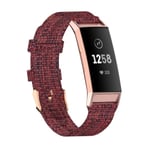 För Fitbit Charge 4 / Charge 3 / Charge3 SE Flätat nylon watch Plasthuvud Red