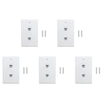 Tlily - Lot de 5 Plaque Murale Ethernet 2 Ports, Prise Cat6 à RJ45 Coupleur Murale, Blanc