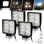 TolleTour 4PCS 48W Phare de Travail Carre a Leds DC 12V 24V Quad Camion Bateau Tracteur Offroad Imperméable