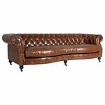 Mer Hemma Vintage chesterfield 3-sits soffa svängd läder brun 224 cm