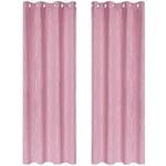 Deconovo Lot de 2 Oeillets Rideaux Occultants Isolant Thermique Anti Froid Imprimés Motifs Argents Rideaux de Porte Rose 140x183cm