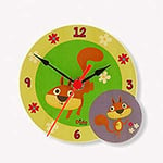 Dida - Horloge de Table en Bois Enfant – écureuils – Horloge Murale et de Table pour la Chambre des Enfants avec Les Animaux de la forêt
