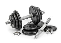 G5 HT SPORT Lot de haltères + disques en fonte Ø25 mm [11,21,35 kg] | Poids réglable avec fermetures à vis et ressort | Kit pour entraînement à la maison et à la salle de sport | Fitness et