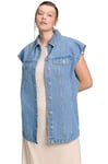 Studio Untold Femme Grandes Tailles Gilet en Jean, Oversized, col de Chemise, 4 Poches Bleu Clair 50+ 808741901-50+