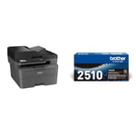 Brother Bundle MFC-L2835DW Imprimante Multifonction 4 en 1 (Impression/Scan/Copie/Fax) Laser Noir et Blanc, WiFi et Ethernet + Toner Original TN-2510 Noir supplémentaire (Capacité de 1 200 Pages)