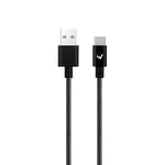 W Wonder Full Power - Cable Metal USB-A vers USB-C - 1m - Noir