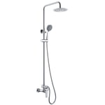 Ensemble colonne de douche monocommande avec barre extensible - Barre de douche avec douchette et poignée - Robinetterie salle de bain chromée