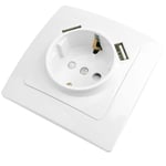 Bematik - Base de prise pour schuko avec usb 2 x a femelle 80x80mm Lille pour l'intégration blanc