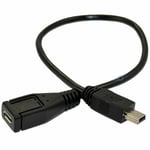 Micro USB 2.0 Female to Mini USB 5 pin Male Extention Converter Cable 25cm