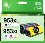 953 XL 953XL Cartouches d'encre Remplacement pour HP 953 XL Cartouches d'encre pour HP OfficPro 7720 7740 8710 8715 8718 8719 8720 8725 8730 8740 8218 (4-Pack,Noir Cyan Magenta Jaune)