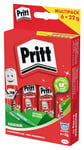 Pritt Bâton de colle Pritt, colle sûre et adaptée aux enfants pour l'art et le bricolage, colle forte pour l'école et le bureau, 6x 22 g bâton de colle Pritt