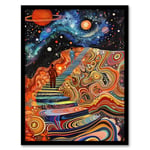 Artery8 Psychedelic Stairway to Heaven Trippy Space Living Room Artwork Framed Wall Art Print 18X24 Inch