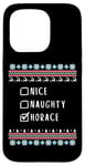 iPhone 15 Pro Nice, Naughty, Horace Christmas Ugly Sweater Style Case