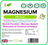 Magnesium 500mg (500 Tablet) Contribute to Body & Mind General Health LINDENS UK