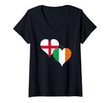 Womens Irish English Get Flags in Vintage Style for St Patricks Day V-Neck T-Shirt