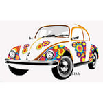 BRISA VW Collection - Autocollant mural pour décorer avec le design VW Bulli ou Coccinelle (J'adore ce bug/coloré)
