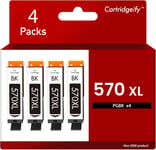 PGI-570XL Noir Cartouche d'encre Compatible avec Canon PGI-570 XL PGBK Multipack (4-Pack), pour Pixma MG5750 TS5050 MG5751 TS5055 MG5753 MG6850 MG6851 TS5051 TS5053 TS6050 MG7750