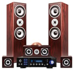 Fenton 5.0 Walnut Surround Sound Home Cinema Hifi Speakers Bluetooth Amplifier