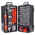 Jalleria - Mini tournevis magnétique de précision 135 en 1, Kit d'outils de réparation pour iPhone, ordinateur portable, montre avec rangement, rouge