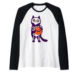 mexican halloween cat skeleton pumpkin purple skull gothic Raglan Baseball Tee