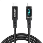 aceyoon 240W USB C to USB C Cable, 2m USB C Cable with LED Display PD Fast Charging Cable Braided Nylon Compatible with iPhone 15/15 Pro Max, Galaxy S24 S23 Ultra, for Pixel 7, for Huawei Mate 60 Pro