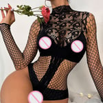 Sexiga Mesh Fishnet Bodystockings för kvinnor Erotiska underkläder Svart Black