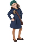 Smiffys World War II Evacuee Girl Costume, Blue with Dress, Hat & Bag, Girls Fancy Dress, 1940s Dress Up Costumes