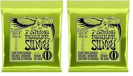 Ernie Ball Regular Slinky Cordes filées en nickel pour guitare électrique à 7 cordes, calibre 10-56 (Lot de 2)