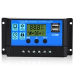 Solcellsladdningsregulator 30A/20A/10A 12V 24V med LCD-skärm 30A