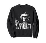 Skeleton Pumpkin Head Halloween Spooky Bones Jack O Lantern Sweatshirt