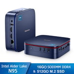 Mini PC Blackview MP60 RAM 16Go Stockage 512 Go M.2 SSD, Windows 11 Pro, WiFi 2.4G+5G, Intel Alder Lake N95, 3.40 GHz - Blue