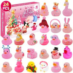 2024 Adventskalender, 24 Dagar Julnedräkning med 24 St Gummiduckor Roliga Duckie Badleksaker för 3-9 Åriga Barn Julgåvor