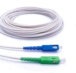 Elfcam® - Câble/Rallonge Fibre Optique ( Freebox ) - Jarretière Simplex Monomode SC-APC à SC-UPC - Blindage et connecteur renforcée - Perte très fiable - Blanc, 50M