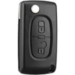 Knappar Nyckelskal kompatibel CE0523 Fällbar Flip Key för Peugeot 207 307 308 407 408 3008 5008 Citroen C2 C3 C4 C5 C6 C8 (2 knappar, CE0523)