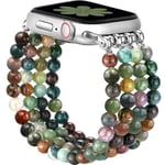 JR.DM Bracelet en pierre naturelle compatible avec Apple Watch 38 mm, 40 mm, 41 mm, 42 mm, 44 mm, 45 mm, 46 mm, chic, confortable, élastique, fabriqué à la main, pour séries 10/9/8/7/SE/6/5/4/3/2/1,