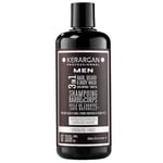 Kerargan - Shampoing Fortifiant 3en1 à l'Huile de Chanvre - Renforce Cheveux, Barbe et Corps - Revitalise, Nourris - Pour Peaux et Cheveux Secs - Sans Sulfate, OGM, Silicone, Huile Minérale - 500ml