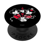 PopSockets Disney Mickey and Minnie Love Gaze Hearts Black PopSockets PopGrip - Support et Grip pour Smartphone/Tablette avec un Top Interchangeable