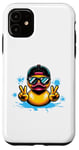 Coque pour iPhone 11 Canard en caoutchouc jaune rétro cool dans 70s 80s Funny Duck Cruise