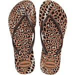 Havaianas Fille Slim Animals Tongs Femme, Café Or Rose, 35/36 EU