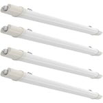 Ensemble de 4 tubes à LED lampe lumière du jour sous-sol salle humide humide plafonnier éclairage de hall d'entrepôt