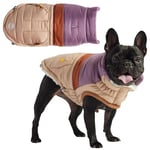 GF PET Elasto-Fit Veste Bouffante rétro pour Chien, Chaude, matelassée, Protection Contre Les intempéries, Tissu résistant à l'eau, Design Vintage élégant, Sable, Taille L