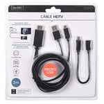 BE MIX - Cable HDTV 2M Android - Full HD - USB 2.0-11 Broches - Compatible Smartphone avec Prise Micro USB: Longueur : 2 m