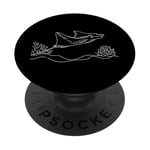 Line Art Poisson Aquariste & Ichtyologiste Raie Manta PopSockets PopGrip Interchangeable