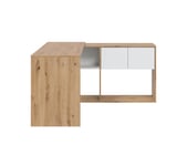 Bureau modulable avec étagères DUO imitation chêne et blanc